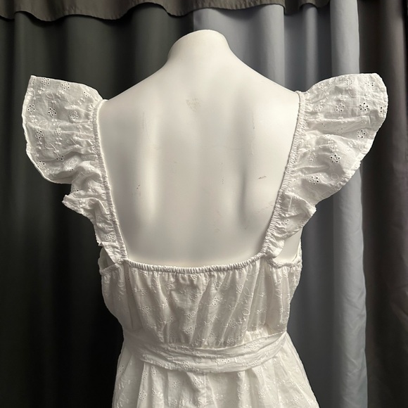 🥰 Juniors' Live To Be Spoiled Sleeveless Eyelet Faux Wrap Skater Dress, size L - Picture 5 of 10